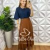 Saia Malu Em Alfaiataria Marrant - Marrom - Milla Chic