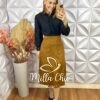 Saia Naila Em Suedi - Caramelo - Milla Chic
