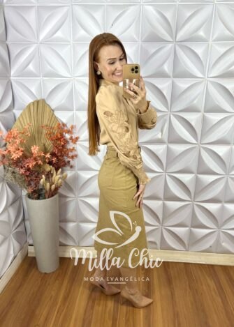 Milla Chic - millachic com br saia nicole em sarja bege 5 Saia Nicole Em Sarja- Bege - Milla Chic