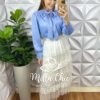 Saia Tule Babado Irene  - Branca - Milla Chic
