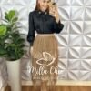 Saia Tule Babado Irene  - Marrom - Milla Chic