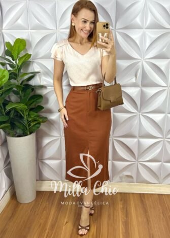 Milla Chic - millachic com br saia versales em linho terracota 5 Saia Versales Em Linho - TerraCota - Milla Chic