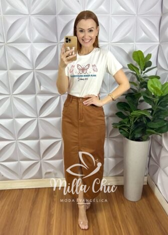 Milla Chic - millachic com br t shirt malha de algodao branca 1 T-Shirt Malha De Algodão Ele Restaura Minha Alma - Branca - Milla Chic