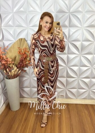 Vestido Boho Rosana Em Tule - Marrom - Milla Chic
