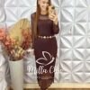 Vestido Boho Rosana Em Tule - Marrom - Milla Chic