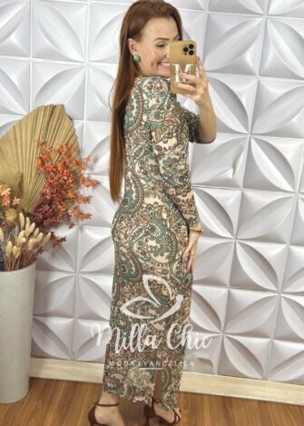 Milla Chic - millachic com br vestido boho rosana em tule verde 3 Vestido Boho Rosana Em Tule - Verde - Milla Chic