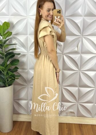Vestido Chemise Amaris - Areia - Milla Chic