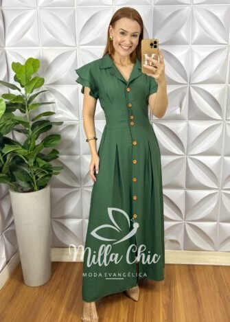 Vestido Chemise Amaris - Verde - Milla Chic