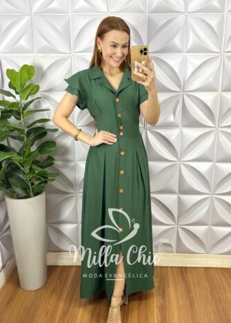 Milla Chic - millachic com br vestido chemise amaris verde 3 Vestido Chemise Amaris - Verde - Milla Chic