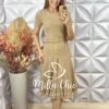 Vestido Cloe Em Anaruga Midi - Nude - Milla Chic