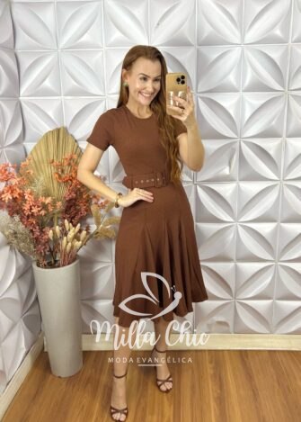 Milla Chic - millachic com br vestido cloe em anaruga midi marrom 2 Vestido Cloe Em Anaruga Midi - Marrom - Milla Chic
