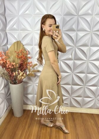 Milla Chic - millachic com br vestido cloe em anaruga midi nude 2 Vestido Cloe Em Anaruga Midi - Nude - Milla Chic