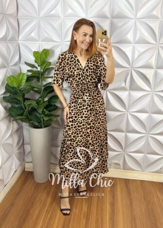 Milla Chic - millachic com br vestido creta em viscolinho animal print 2 Vestido Creta Em Viscolinho - Animal Print - Milla Chic