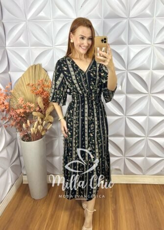 Vestido Creta Em Viscolinho - Preto - Milla Chic