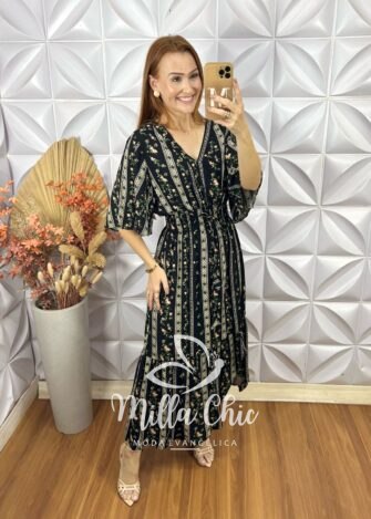 Milla Chic - millachic com br vestido creta em viscolinho preto 3 Vestido Creta Em Viscolinho - Preto - Milla Chic