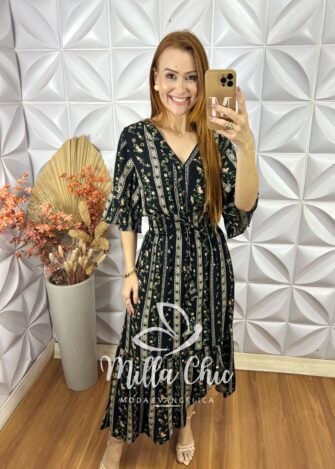 Vestido Creta Em Viscolinho - Preto - Milla Chic