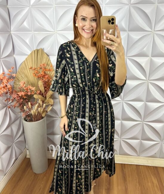 Vestido Creta Em Viscolinho - Preto - Milla Chic