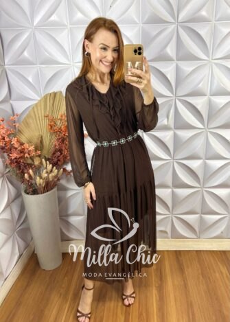 Vestido Ercilia Boho Chic - Marrom - Milla Chic