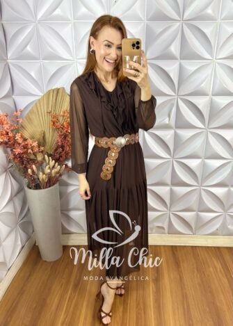 Vestido Ercilia Boho Chic - Marrom - Milla Chic
