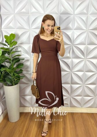Vestido Geórgia Viscolinho - Marrom - Milla Chic