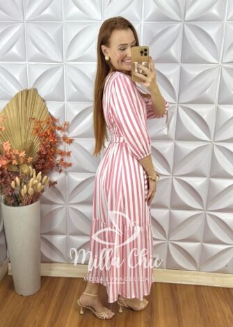 Milla Chic - millachic com br vestido geovana em viscolinho 4 Vestido Geovana Em Viscolinho - Rosa - Milla Chic