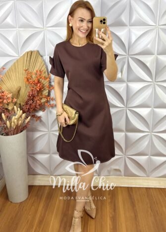 Milla Chic - millachic com br vestido lavinia em alfaiataria laco marrom 1 Vestido Lavínia Em Alfaiataria Laço - Marrom - Milla Chic