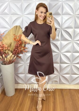 Vestido Lavínia Em Alfaiataria Laço - Marrom - Milla Chic