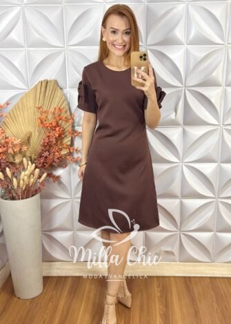 Milla Chic - millachic com br vestido lavinia em alfaiataria laco marrom 3 Vestido Lavínia Em Alfaiataria Laço - Marrom - Milla Chic