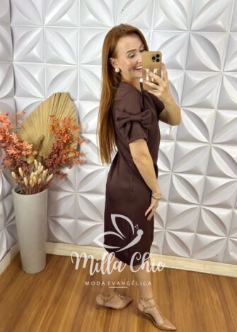 Milla Chic - millachic com br vestido lavinia em alfaiataria laco marrom 4 Vestido Lavínia Em Alfaiataria Laço - Marrom - Milla Chic