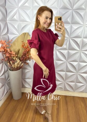 Vestido Lavínia Em Alfaiataria Laço - Marrom - Milla Chic