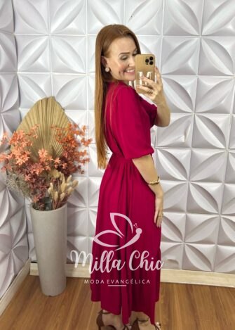 Vestido Nagela Em Viscolinho- Vermelho - Milla Chic