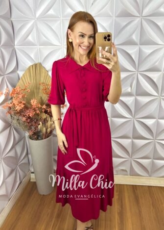 Vestido Nagela Em Viscolinho- Vermelho - Milla Chic