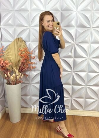 Milla Chic - millachic com br vestido nala em viscolinho azul marinho 3 Vestido Nala Em Viscolinho - Azul Marinho - Milla Chic