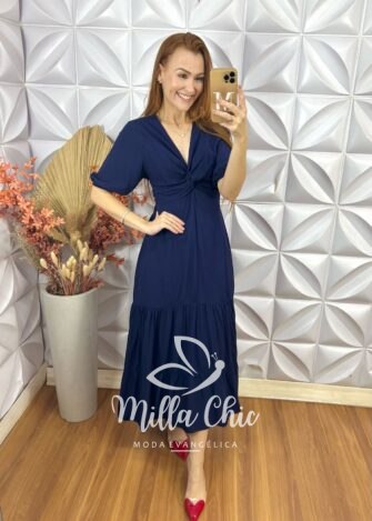Milla Chic - millachic com br vestido nala em viscolinho azul marinho 4 Vestido Nala Em Viscolinho - Azul Marinho - Milla Chic