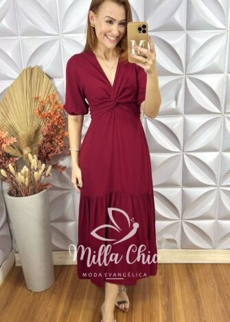 Vestido Nala Em Viscolinho - Cherry - Milla Chic