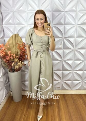 Milla Chic - millachic com br vestido nany em linho 1 Vestido Nany Em Linho - Nude - Milla Chic