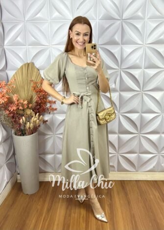 Vestido Nany Em Linho - Nude - Milla Chic