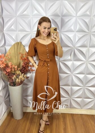 Milla Chic - millachic com br vestido nany em linho marrom 1 Vestido Nany Em Linho - Marrom - Milla Chic
