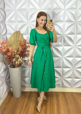 Vestido Nany Em Linho - Verde - Milla Chic