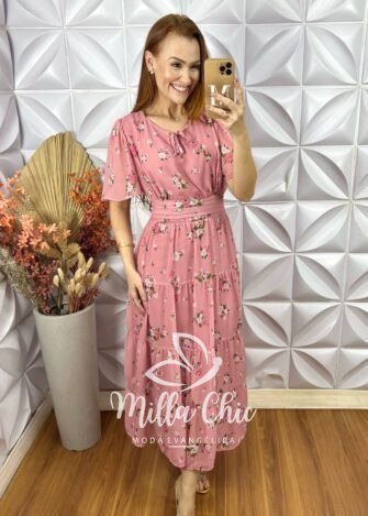Milla Chic - millachic com br vestido ninive em chiffon rosa 1 Vestido Ninive Em Chiffon - Rosa - Milla Chic