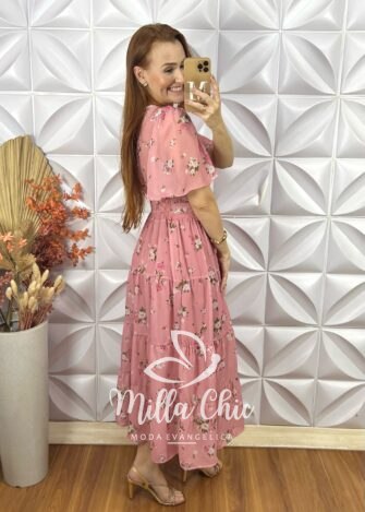 Milla Chic - millachic com br vestido ninive em chiffon rosa Vestido Ninive Em Chiffon - Rosa - Milla Chic