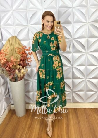 Milla Chic - millachic com br vestido ninive em chiffon verde 1 Vestido Ninive Em Chiffon - Verde - Milla Chic