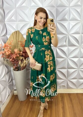 Milla Chic - millachic com br vestido ninive em chiffon verde 3 Vestido Ninive Em Chiffon - Verde - Milla Chic