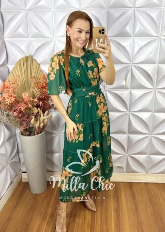 Milla Chic - millachic com br vestido ninive em chiffon verde 5 Vestido Ninive Em Chiffon - Verde - Milla Chic
