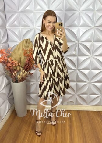 Vestido Oversize Hilda - Marrom - Milla Chic