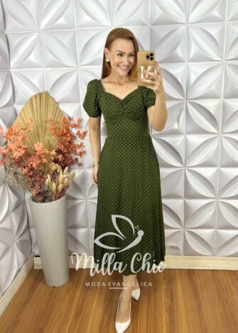 Vestido Rahab Póa - Verde Oliva - Milla Chic
