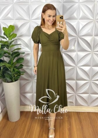 Vestido Rahab Póa - Verde Oliva - Milla Chic