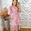Vestido Rebeca  Bordado- Rosa - Milla Chic