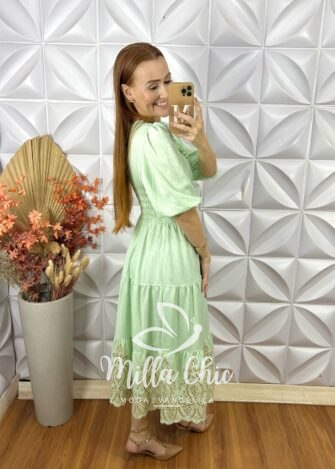 Milla Chic - millachic com br vestido rebeca bordado verde agua 11 Vestido Rebecca Em Rayon Bordado- Bege - Milla Chic