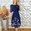 Vestido Ruthe Em Chiffon - Azul Marinho - Milla Chic